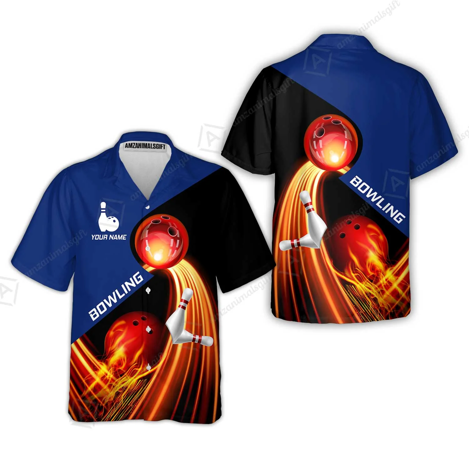 Custom Bowling Hawaiian Shirt - Amazing Fire Bowling Ball Pattern Personalized Name Hawaiian Shirt For Men & Women, Bowling Lover - Image 7