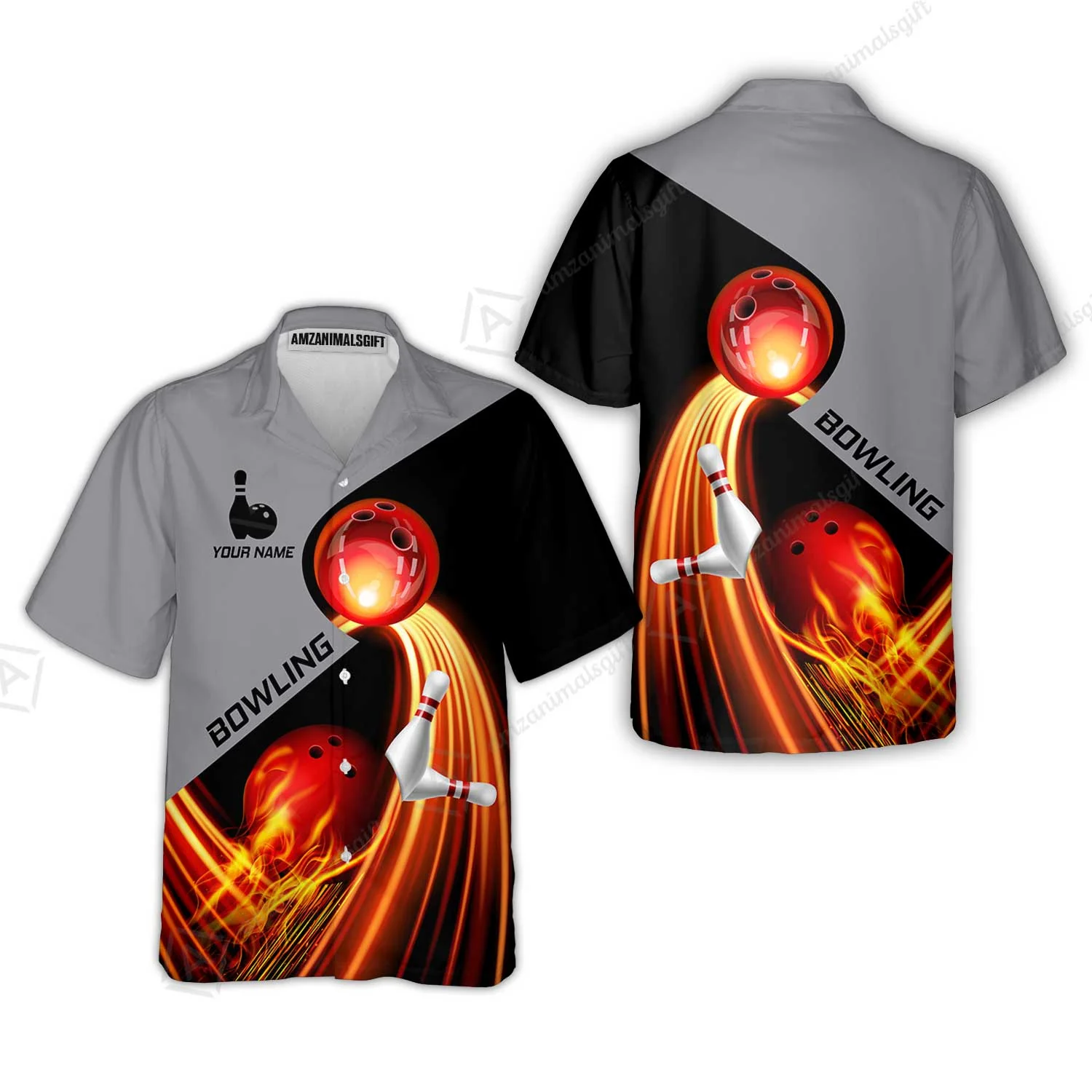 Custom Bowling Hawaiian Shirt - Amazing Fire Bowling Ball Pattern Personalized Name Hawaiian Shirt For Men & Women, Bowling Lover - Image 8