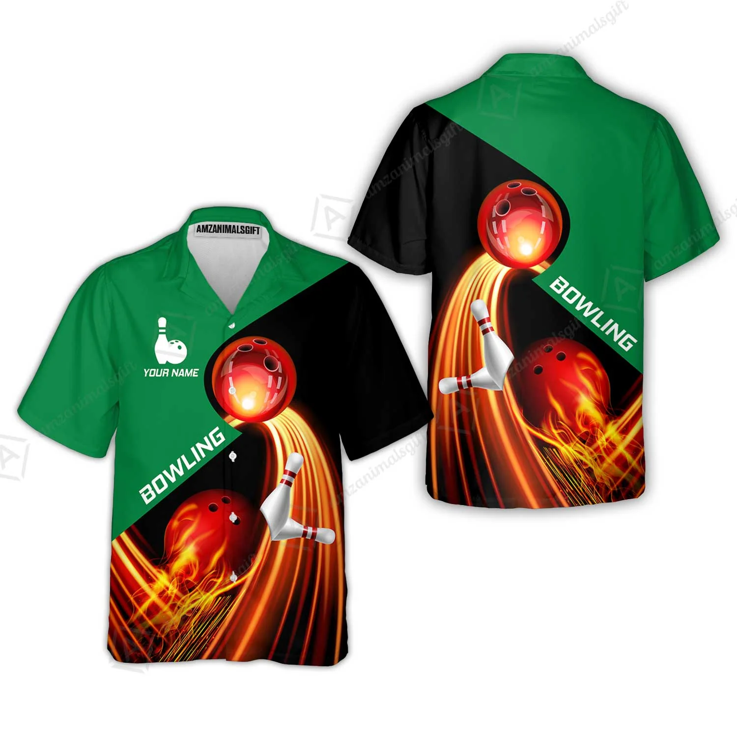 Custom Bowling Hawaiian Shirt - Amazing Fire Bowling Ball Pattern Personalized Name Hawaiian Shirt For Men & Women, Bowling Lover - Image 9