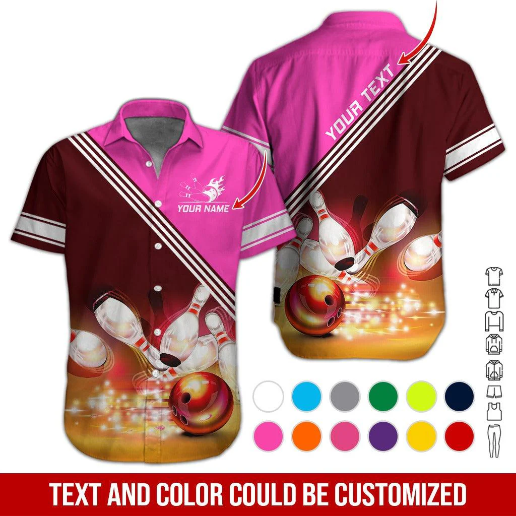 Custom Bowling Aloha Hawaiian Shirt - Amazing Twinkle Bowling Pattern Personalized Name Hawaiian Shirt For Men & Women, Bowling Lover - Image 2