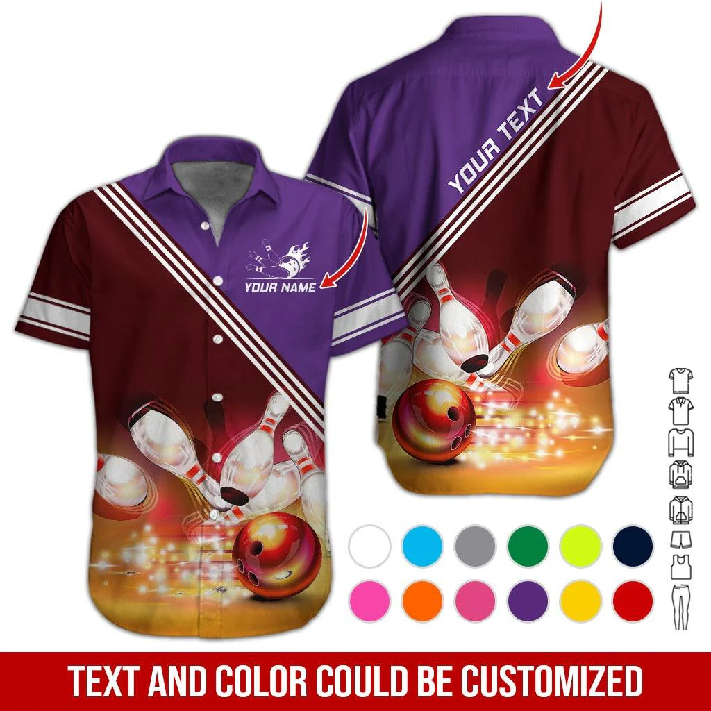 Custom Bowling Aloha Hawaiian Shirt - Amazing Twinkle Bowling Pattern Personalized Name Hawaiian Shirt For Men & Women, Bowling Lover - Image 4