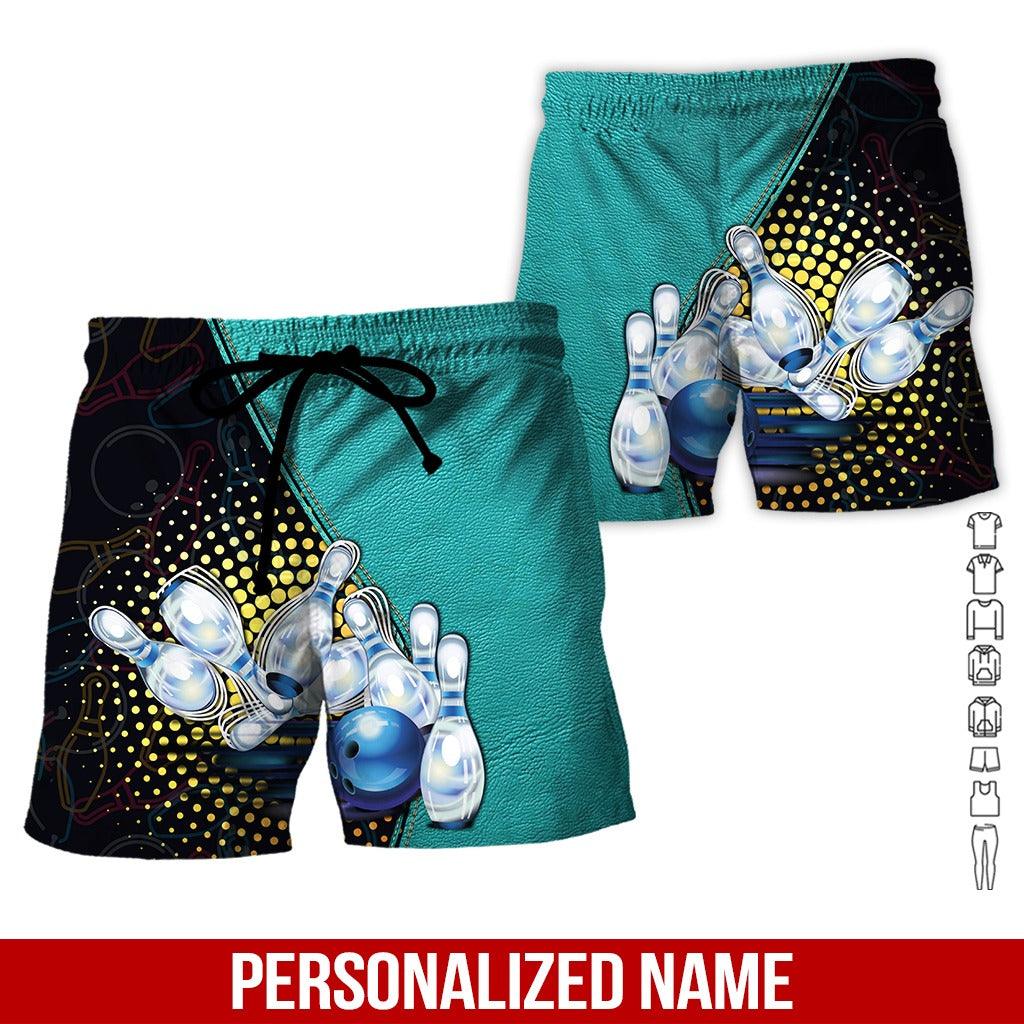 Custom Bowling Aloha Hawaiian Shirt - Blue Bowling Ball Pattern And Blue Background Personalized Name Hawaiian Shirt For Men & Women, Bowling Lover - Image 2