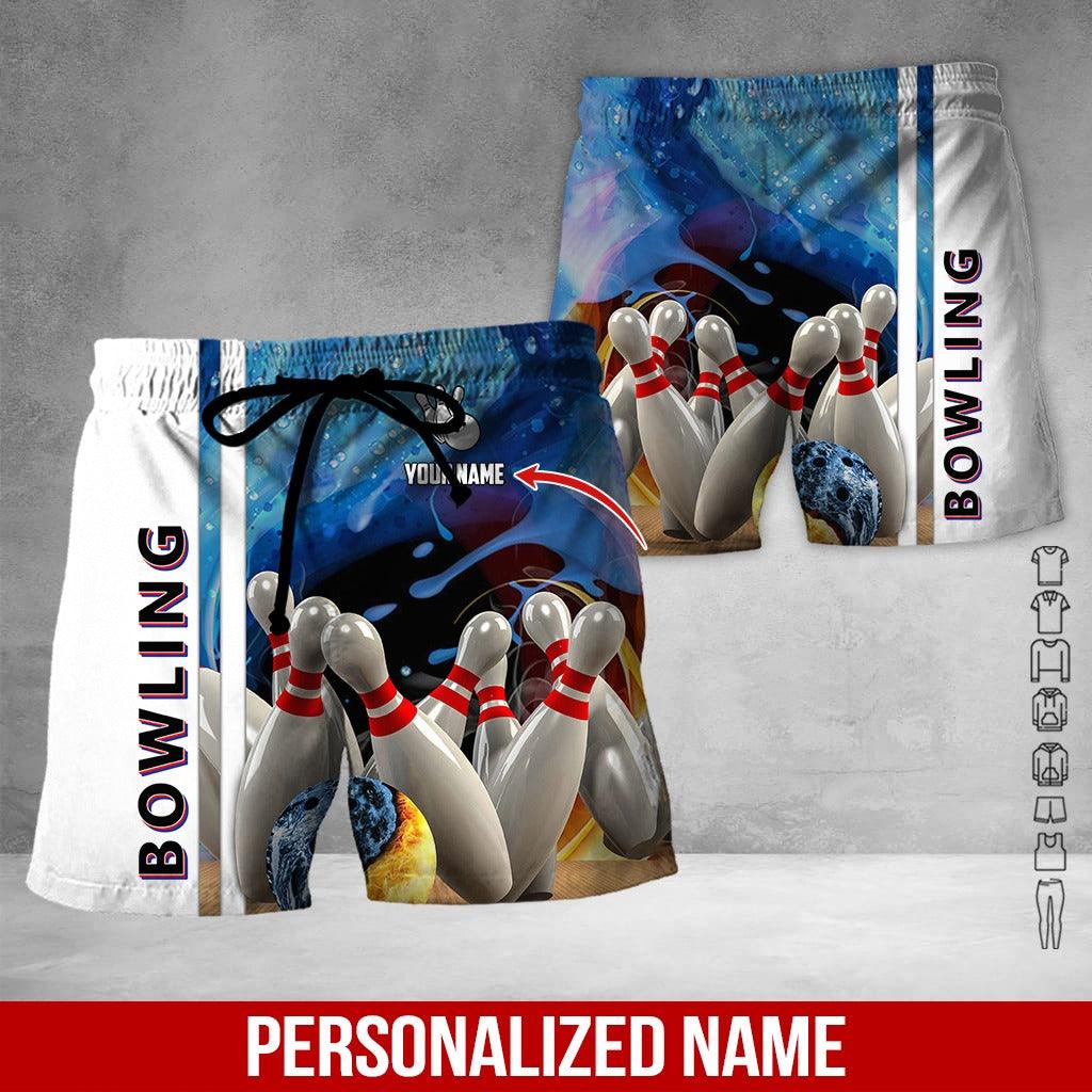 Custom Bowling Aloha Hawaiian Shirt - Bowling Ball Pattern And Droplets Personalized Name Hawaiian Shirt For Men & Women, Bowling Lover - Image 2