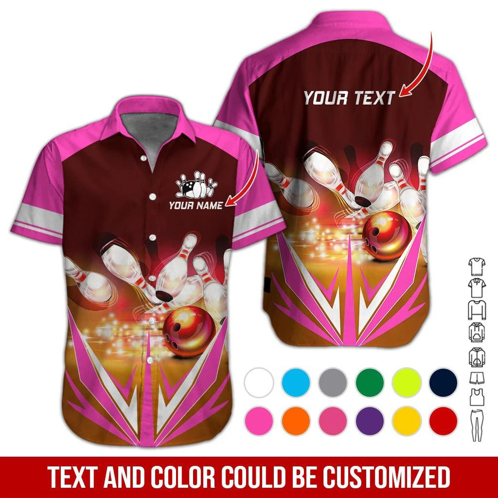 Custom Bowling Aloha Hawaiian Shirt - Colorful Bowling Ball Pattern Personalized Name Hawaiian Shirt For Men & Women, Bowling Lover - Image 3