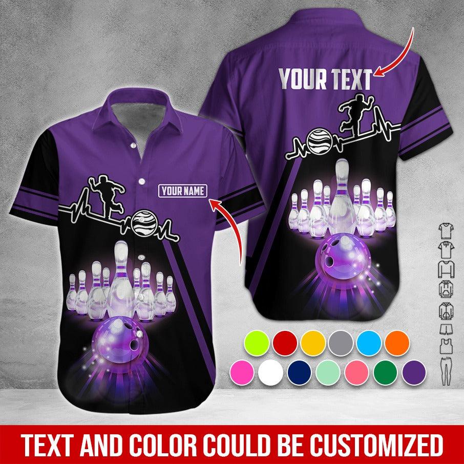 Custom Bowling Aloha Hawaiian Shirt - Colorful Men Playing Bowling Pattern Personalized Name Hawaiian Shirt For Men & Women, Bowling Lover