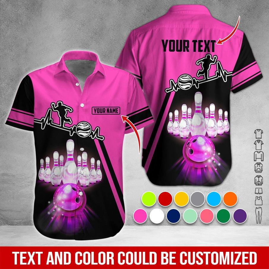 Custom Bowling Aloha Hawaiian Shirt - Colorful Men Playing Bowling Pattern Personalized Name Hawaiian Shirt For Men & Women, Bowling Lover - Image 3