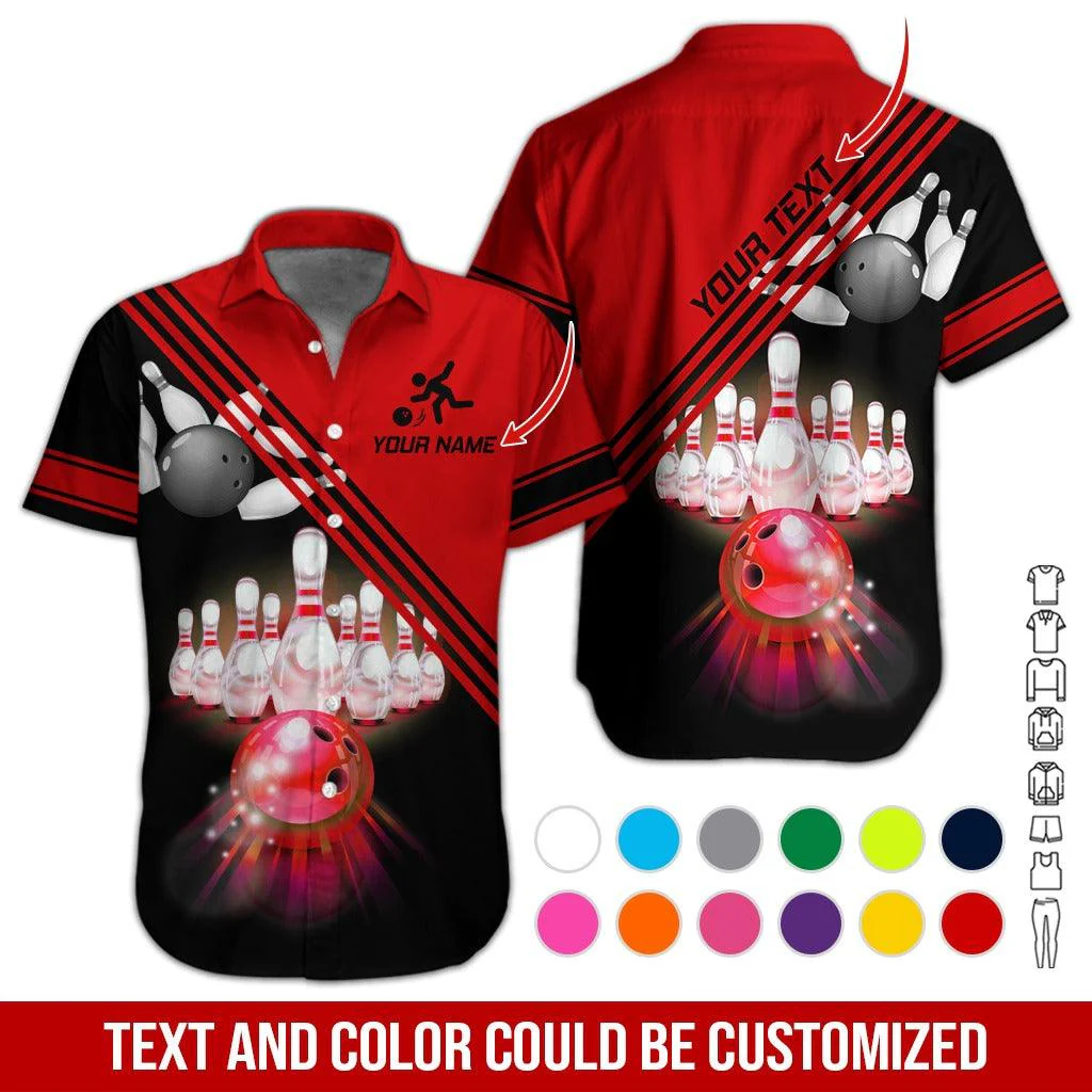 Custom Bowling Aloha Hawaiian Shirt - Cool Bowling Ball Shine Pattern Personalized Name Hawaiian Shirt For Men & Women, Bowling Lover - Image 2
