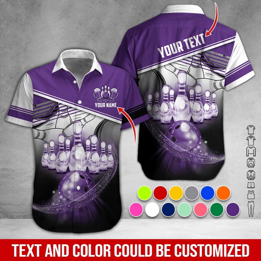 Custom Bowling Aloha Hawaiian Shirt - Cool Bowling Bowl Pattern And Beer Personalized Name Hawaiian Shirt For Men & Women, Bowling Lover - Image 2