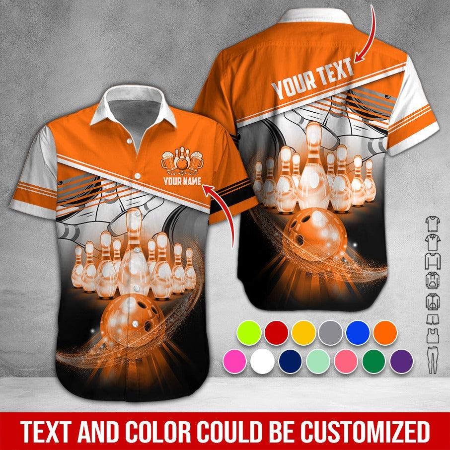 Custom Bowling Aloha Hawaiian Shirt - Cool Bowling Bowl Pattern And Beer Personalized Name Hawaiian Shirt For Men & Women, Bowling Lover - Image 4