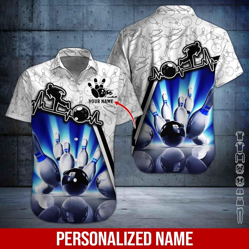 Custom Bowling Aloha Hawaiian Shirt - Cool Men Playing Bowling Ball Pattern Personalized Name Hawaiian Shirt For Men & Women, Bowling Lover