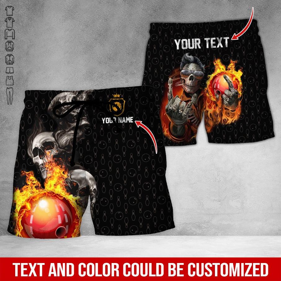 Custom Bowling Aloha Hawaiian Shirt - Fire Bowling Ball And Skull Personalized Name Hawaiian Shirt For Men & Women, Bowling Lover - Image 2