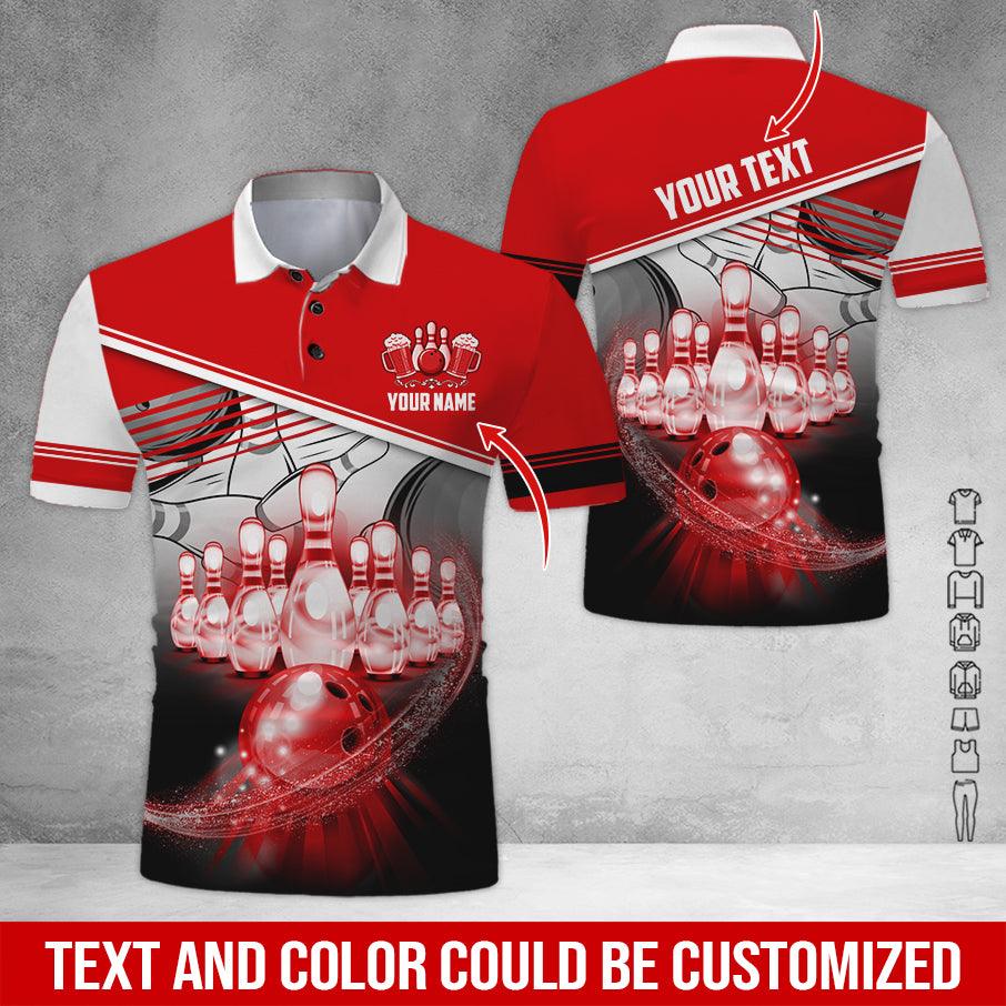 Custom Bowling Men Polo Shirt - Amazing Bowling Ball Pattern And Beer Personalized Name Polo Shirt - Perfect Bowling Gift For Men, Bowling Lover - Image 5