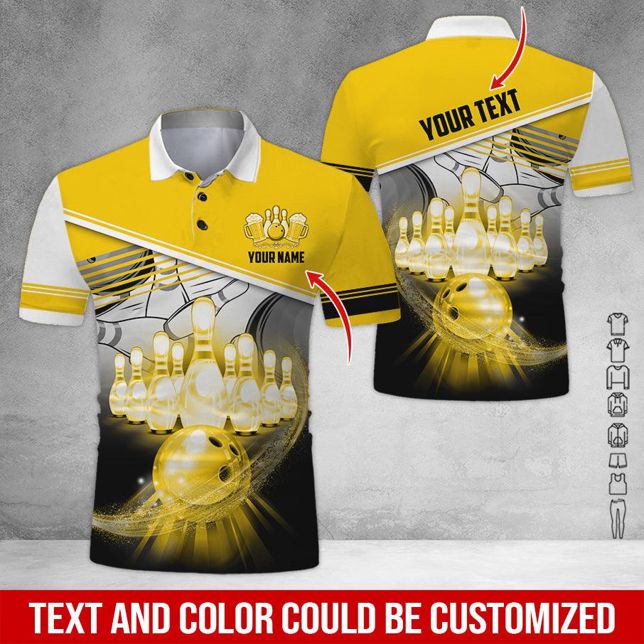 Custom Bowling Men Polo Shirt - Amazing Bowling Ball Pattern And Beer Personalized Name Polo Shirt - Perfect Bowling Gift For Men, Bowling Lover - Image 6
