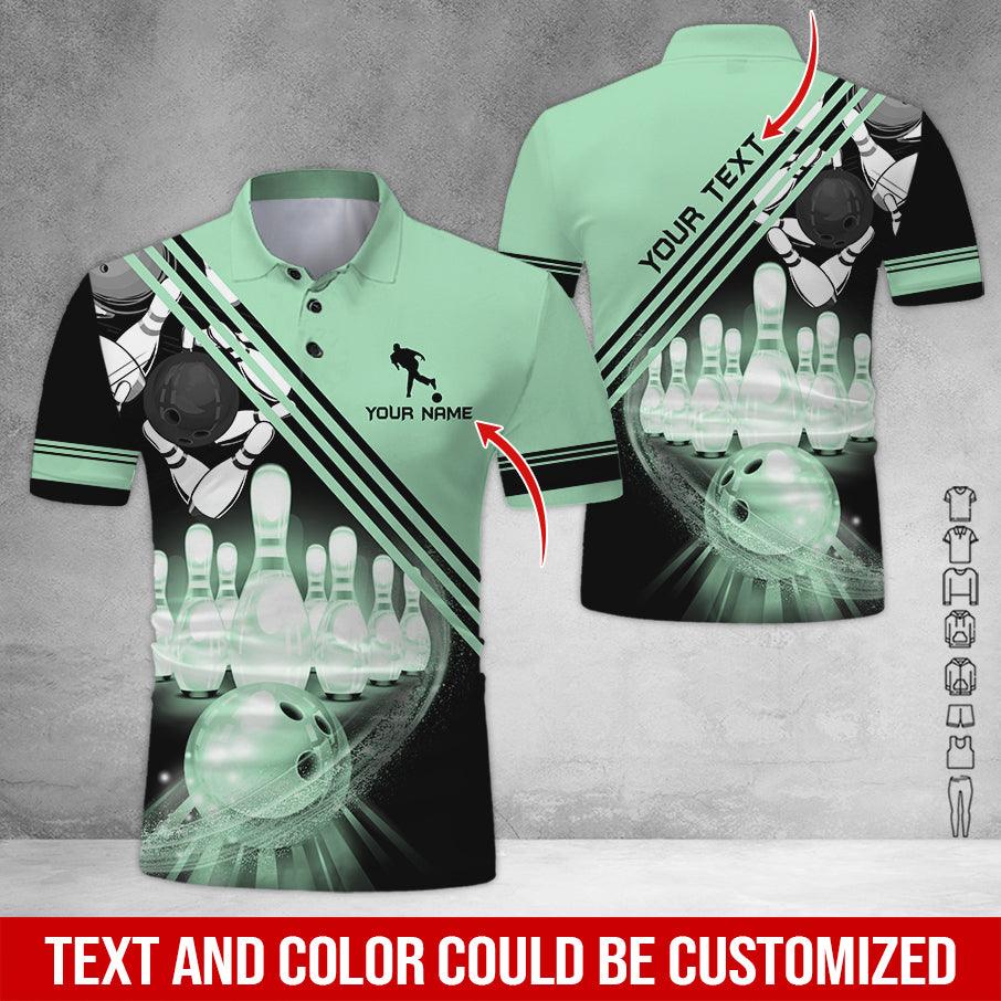 Custom Bowling Men Polo Shirt - Cool Men Playing Bowling Pattern Personalized Name Polo Shirt - Perfect Bowling Gift For Men, Bowling Lover - Image 3