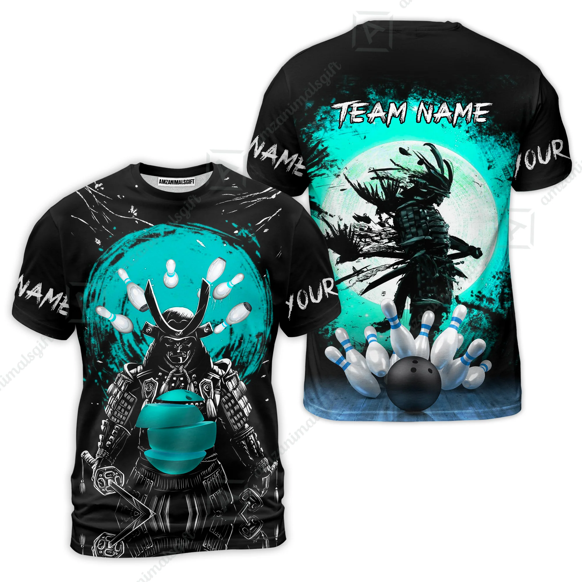 Custom Bowling Team Jerseys Polo Shirts, Bowling uniforms Ball And Pins Samurai Multicolor Options Personalized Name And Team Name - Image 23