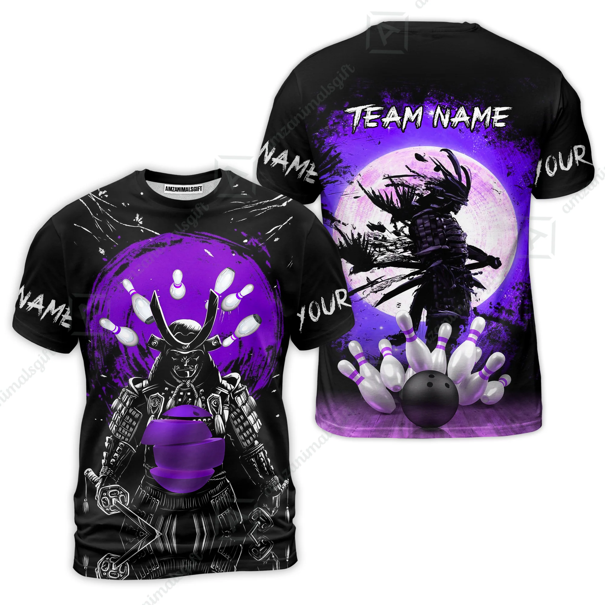 Custom Bowling Team Jerseys Polo Shirts, Bowling uniforms Ball And Pins Samurai Multicolor Options Personalized Name And Team Name - Image 25