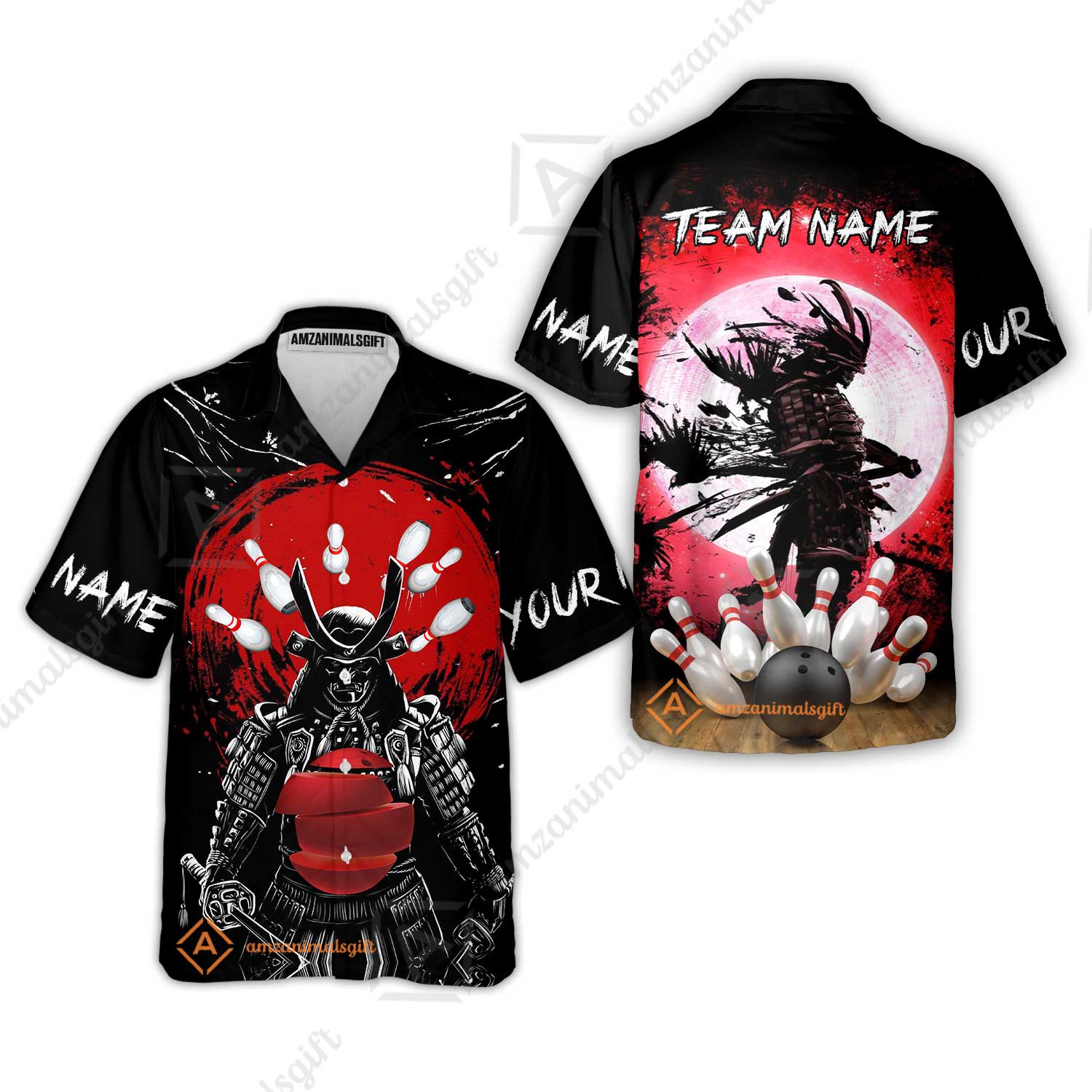 Custom Bowling Team Jerseys Polo Shirts, Bowling uniforms Ball And Pins Samurai Multicolor Options Personalized Name And Team Name - Image 26