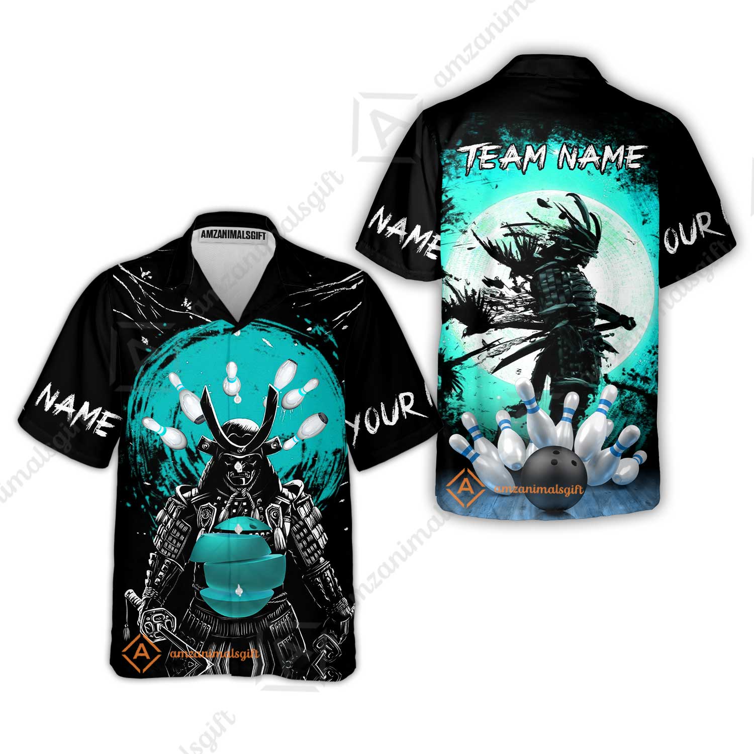 Custom Bowling Team Jerseys Polo Shirts, Bowling uniforms Ball And Pins Samurai Multicolor Options Personalized Name And Team Name - Image 27