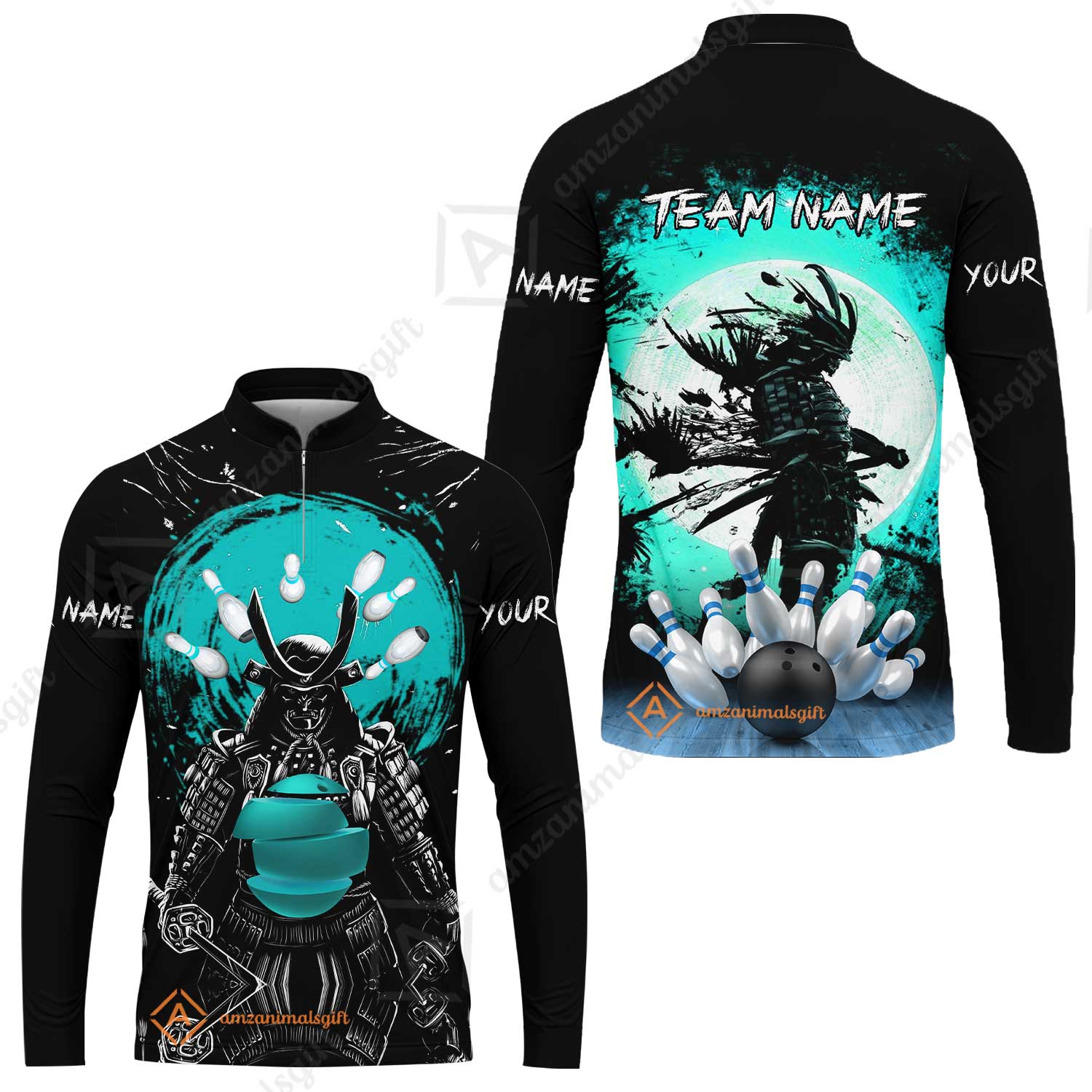 Custom Bowling Team Jerseys Polo Shirts, Bowling uniforms Ball And Pins Samurai Multicolor Options Personalized Name And Team Name - Image 35