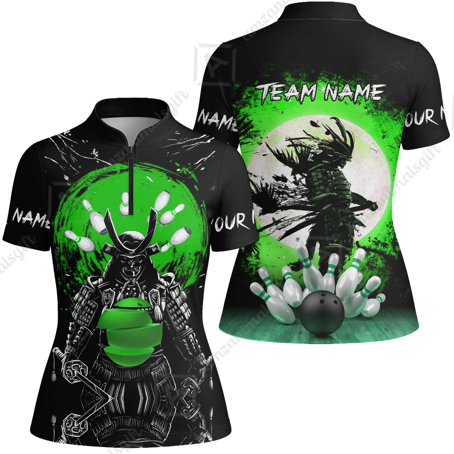 Custom Bowling Team Jerseys Polo Shirts, Bowling uniforms Ball And Pins Samurai Multicolor Options Personalized Name And Team Name - Image 52