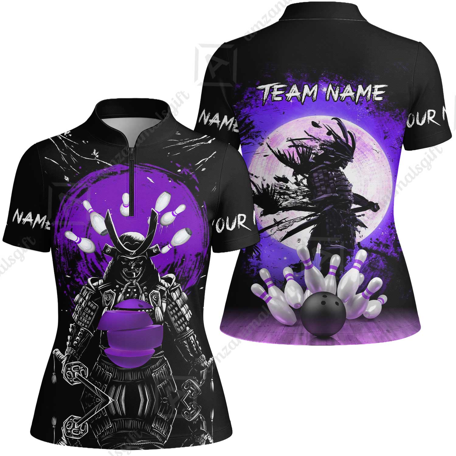 Custom Bowling Team Jerseys Polo Shirts, Bowling uniforms Ball And Pins Samurai Multicolor Options Personalized Name And Team Name - Image 53