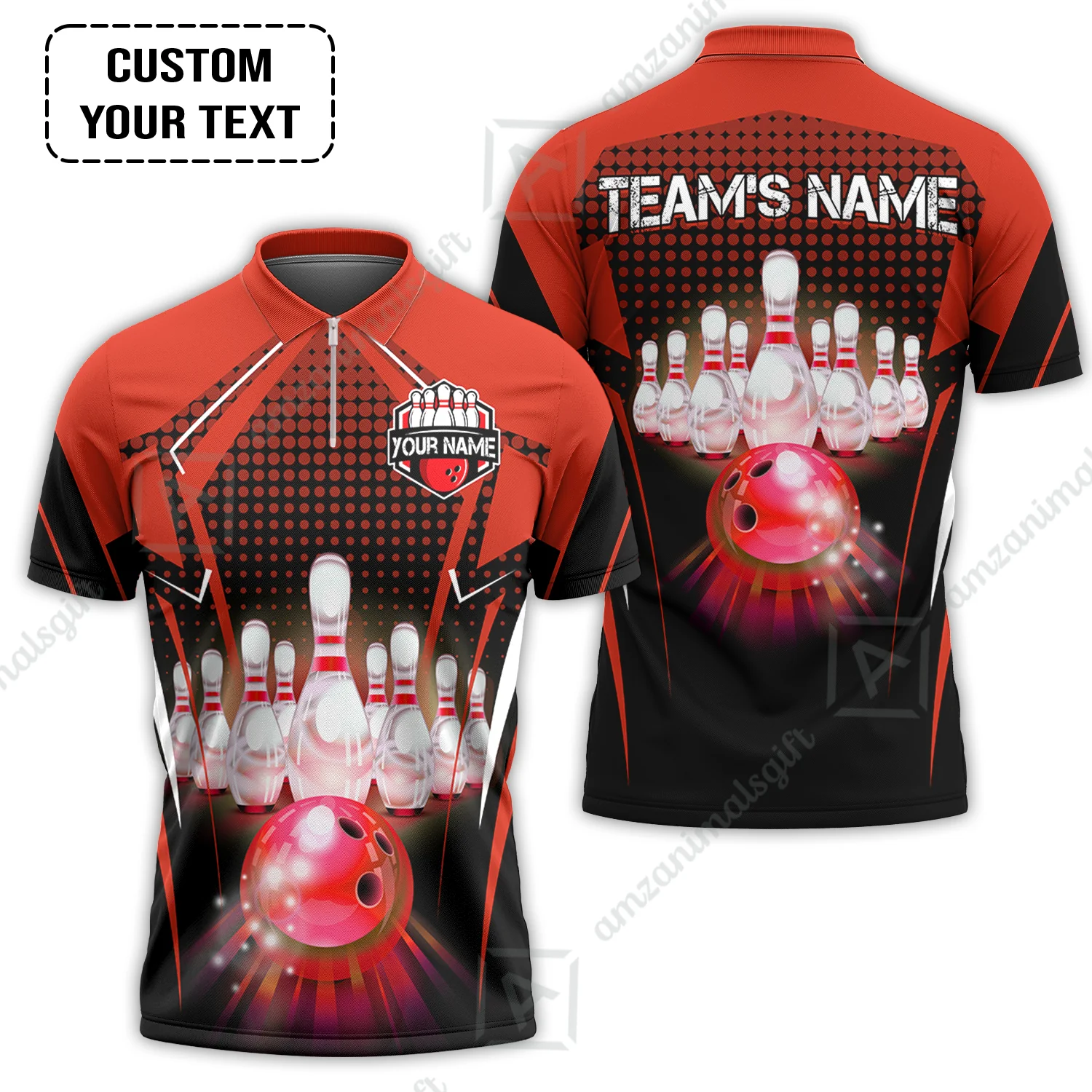 Custom Bowling Team Jerseys Polo Shirts, Bowling uniforms Ball & Pins Multicolor Jersey For Tournament Team Men Women Bowlers - Image 3