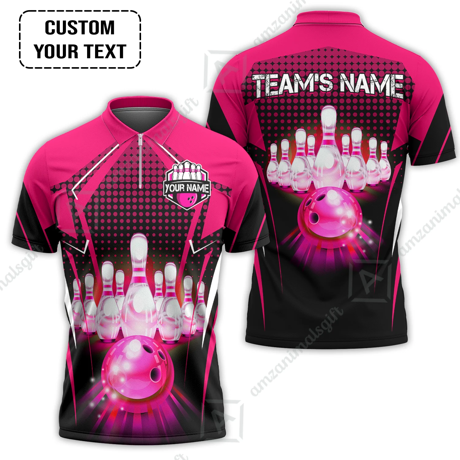 Custom Bowling Team Jerseys Polo Shirts, Bowling uniforms Ball & Pins Multicolor Jersey For Tournament Team Men Women Bowlers - Image 41