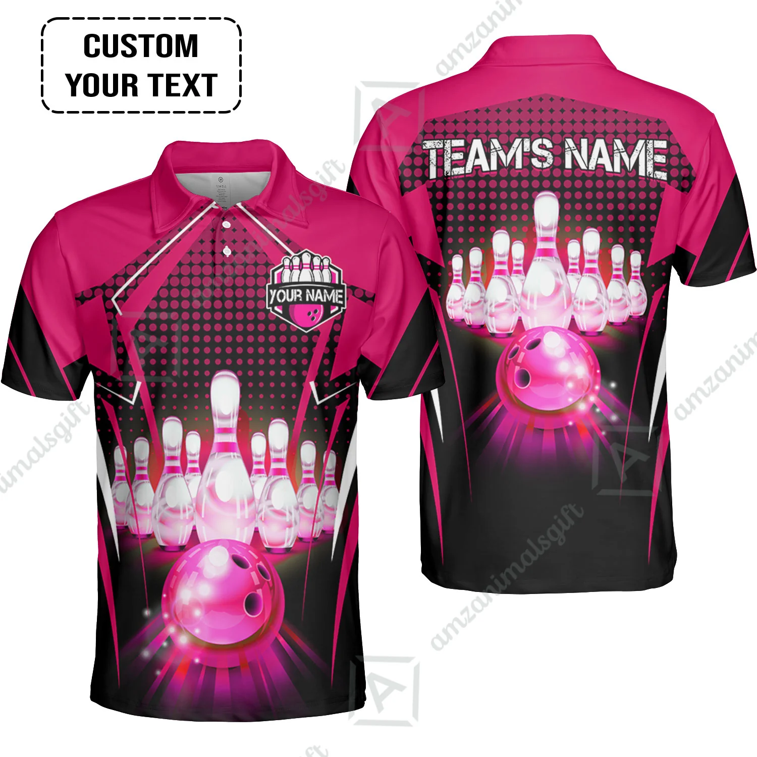 Custom Bowling Team Jerseys Polo Shirts, Bowling uniforms Ball & Pins Multicolor Jersey For Tournament Team Men Women Bowlers - Image 42