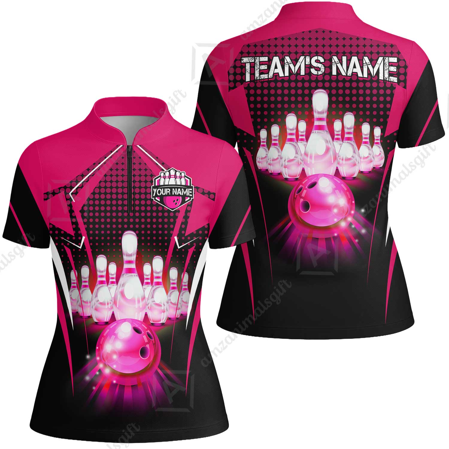Custom Bowling Team Jerseys Polo Shirts, Bowling uniforms Ball & Pins Multicolor Jersey For Tournament Team Men Women Bowlers - Image 45