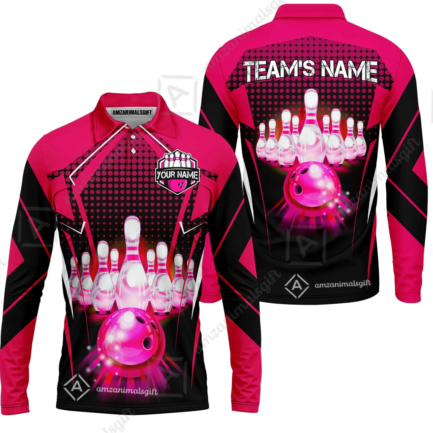 Custom Bowling Team Jerseys Polo Shirts, Bowling uniforms Ball & Pins Multicolor Jersey For Tournament Team Men Women Bowlers - Image 47