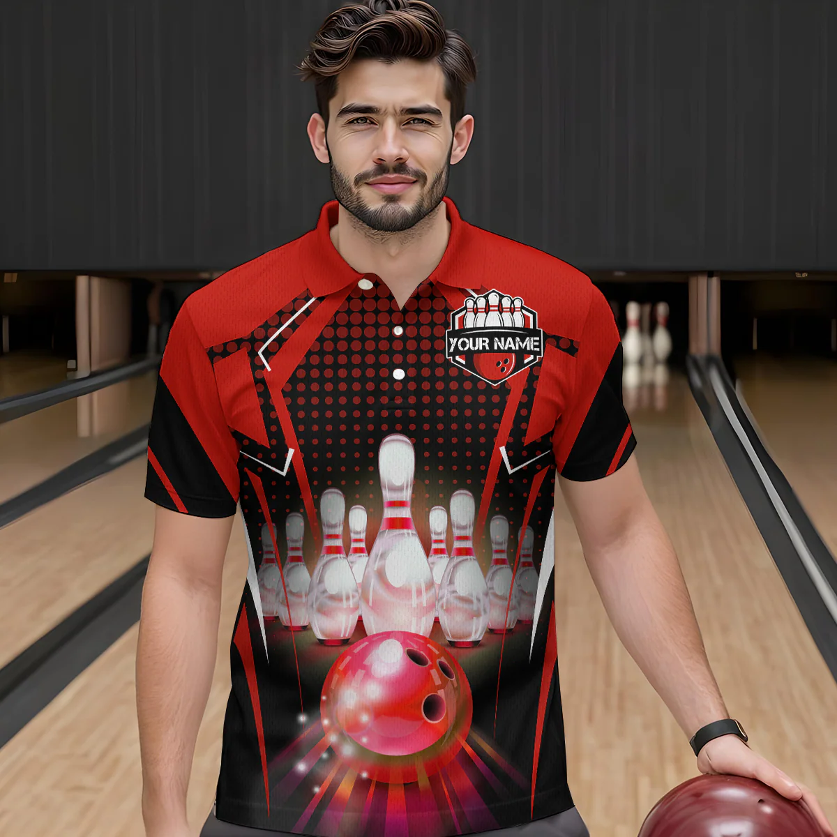 Custom Bowling Team Jerseys Polo Shirts, Bowling uniforms Ball & Pins Multicolor Jersey For Tournament Team Men Women Bowlers - Image 5