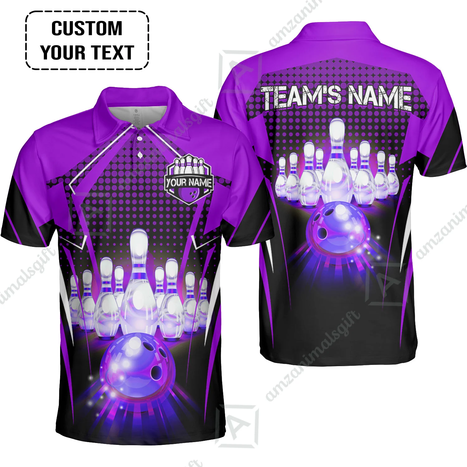 Custom Bowling Team Jerseys Polo Shirts, Bowling uniforms Ball & Pins Multicolor Jersey For Tournament Team Men Women Bowlers - Image 54
