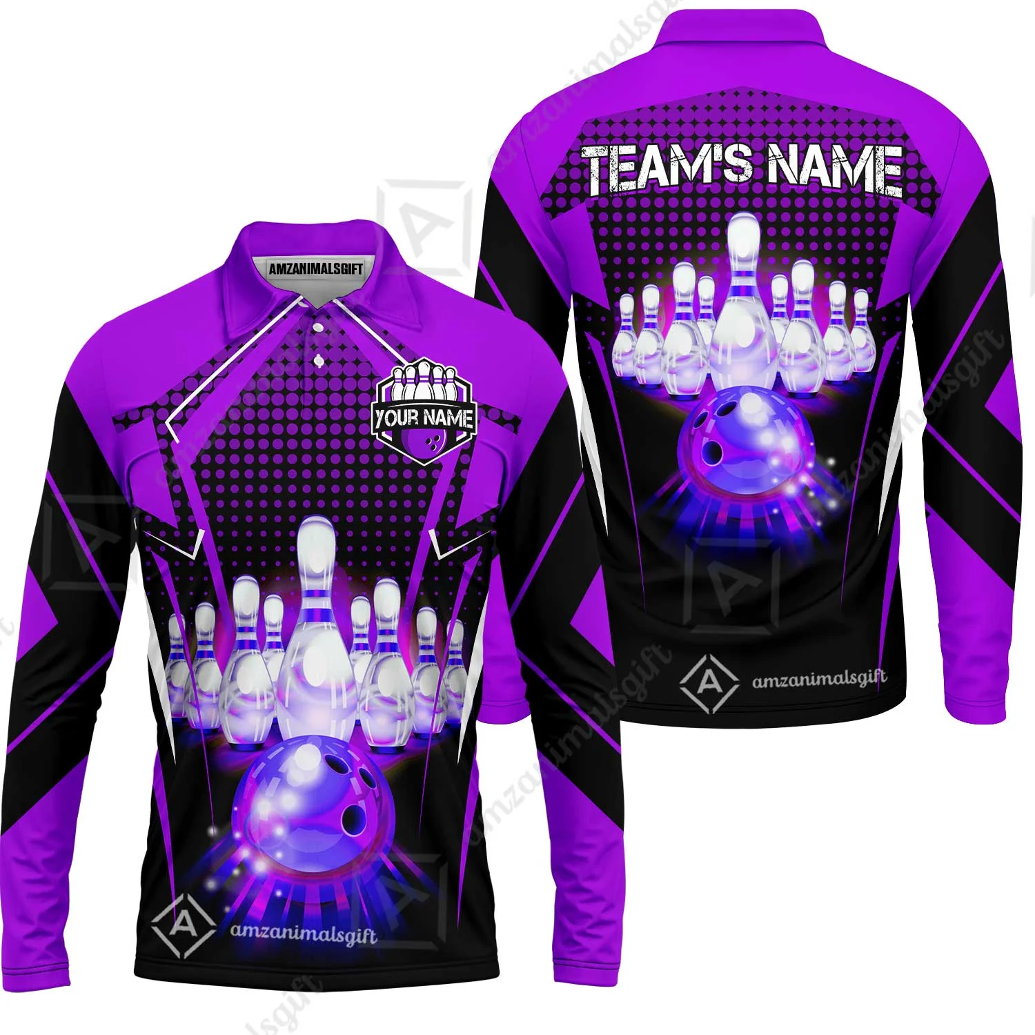 Custom Bowling Team Jerseys Polo Shirts, Bowling uniforms Ball & Pins Multicolor Jersey For Tournament Team Men Women Bowlers - Image 57