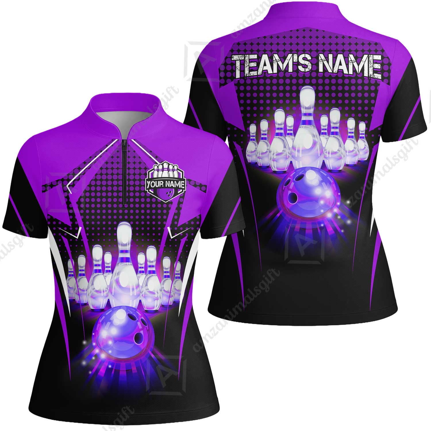 Custom Bowling Team Jerseys Polo Shirts, Bowling uniforms Ball & Pins Multicolor Jersey For Tournament Team Men Women Bowlers - Image 62