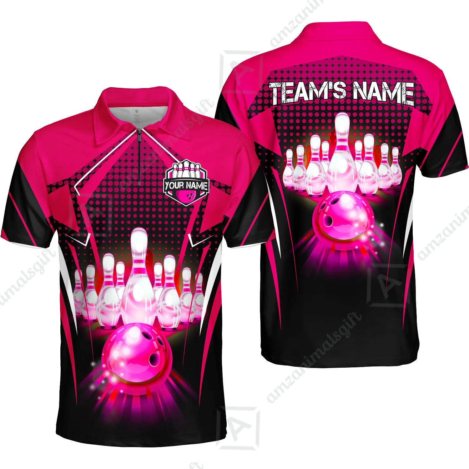 Custom Bowling Team Jerseys Polo Shirts, Bowling uniforms Ball & Pins Multicolor Jersey For Tournament Team Men Women Bowlers - Image 65