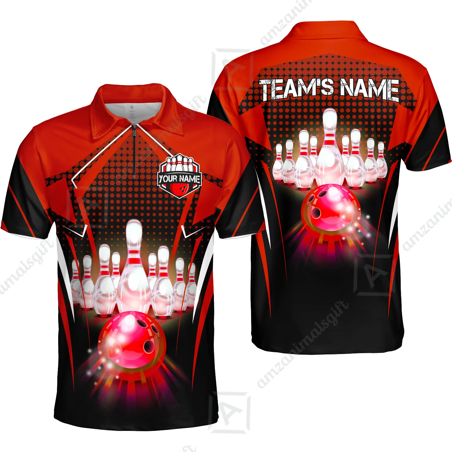 Custom Bowling Team Jerseys Polo Shirts, Bowling uniforms Ball & Pins Multicolor Jersey For Tournament Team Men Women Bowlers - Image 68