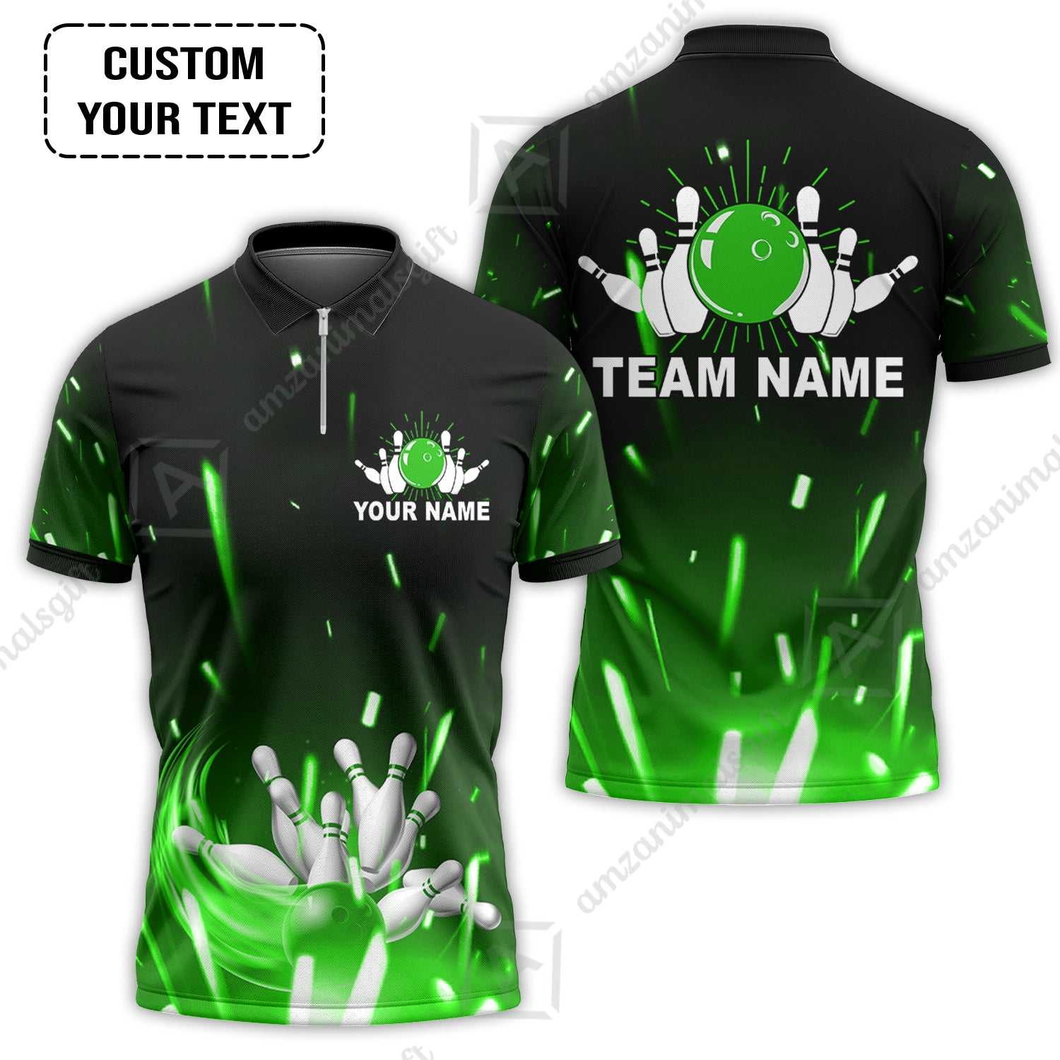 Custom Bowling Team Jerseys Polo Shirts, Bowling uniforms Flame Bowling Ball And Pins Short Sleeve Polo For Men Women Bowlers - Image 12