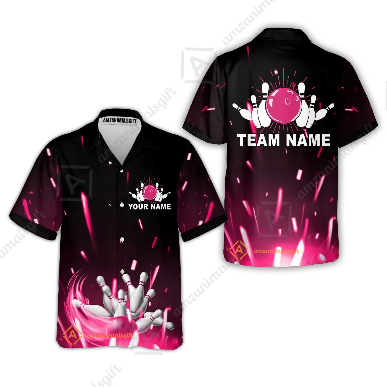 Custom Bowling Team Jerseys Polo Shirts, Bowling uniforms Flame Bowling Ball And Pins Short Sleeve Polo For Men Women Bowlers - Image 37
