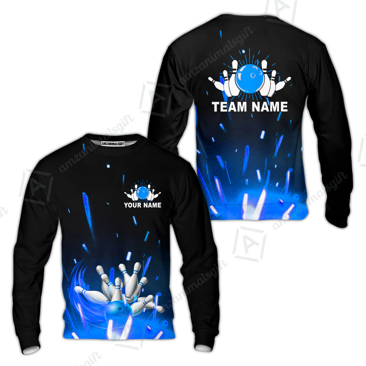 Custom Bowling Team Jerseys Polo Shirts, Bowling uniforms Flame Bowling Ball And Pins Short Sleeve Polo For Men Women Bowlers - Image 47