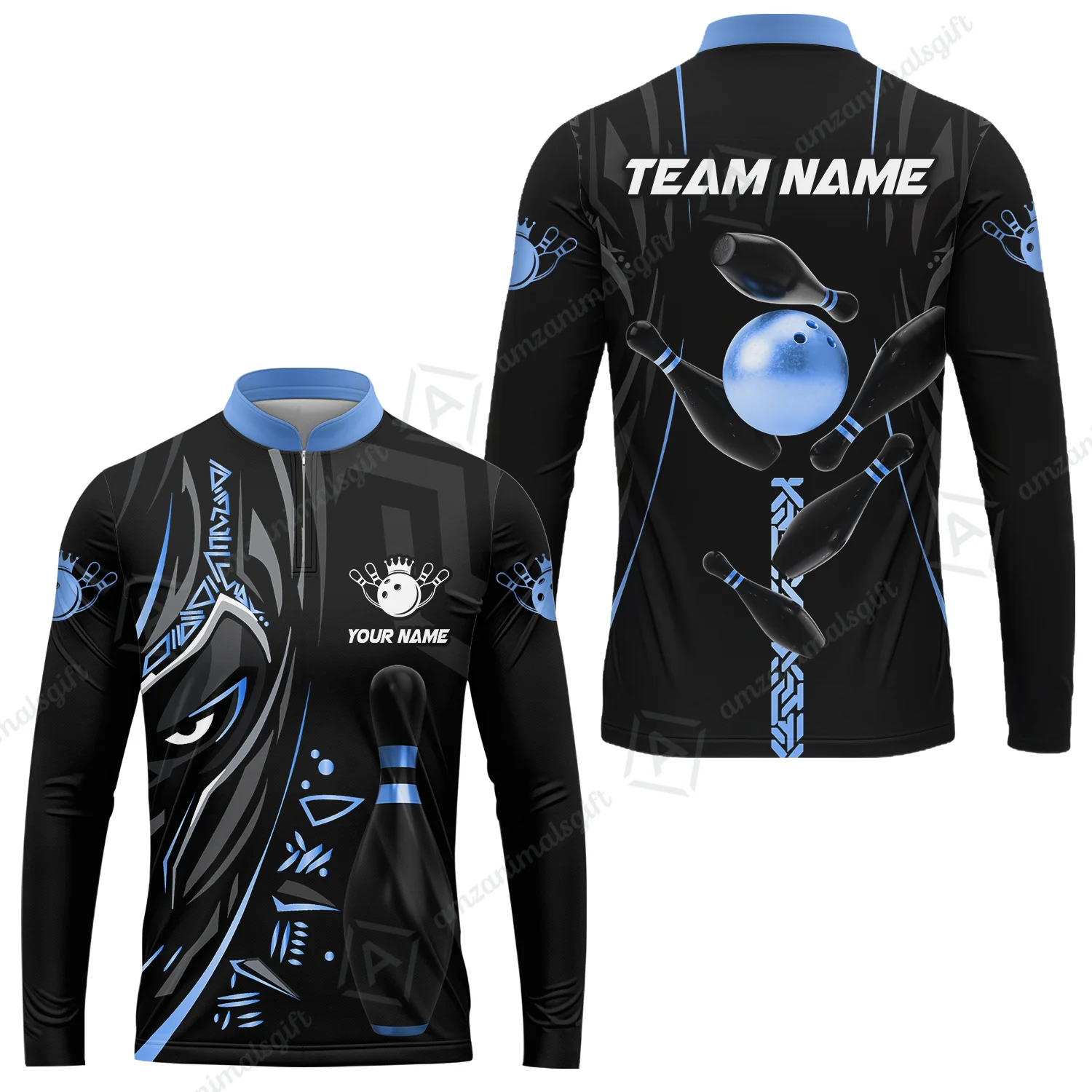 Custom Bowling Team Long Sleeve Jersey, Bowling uniforms Ball & Pins Black Panther Pro Sport Multicolor Options Personalized Name And Team Name - Image 4