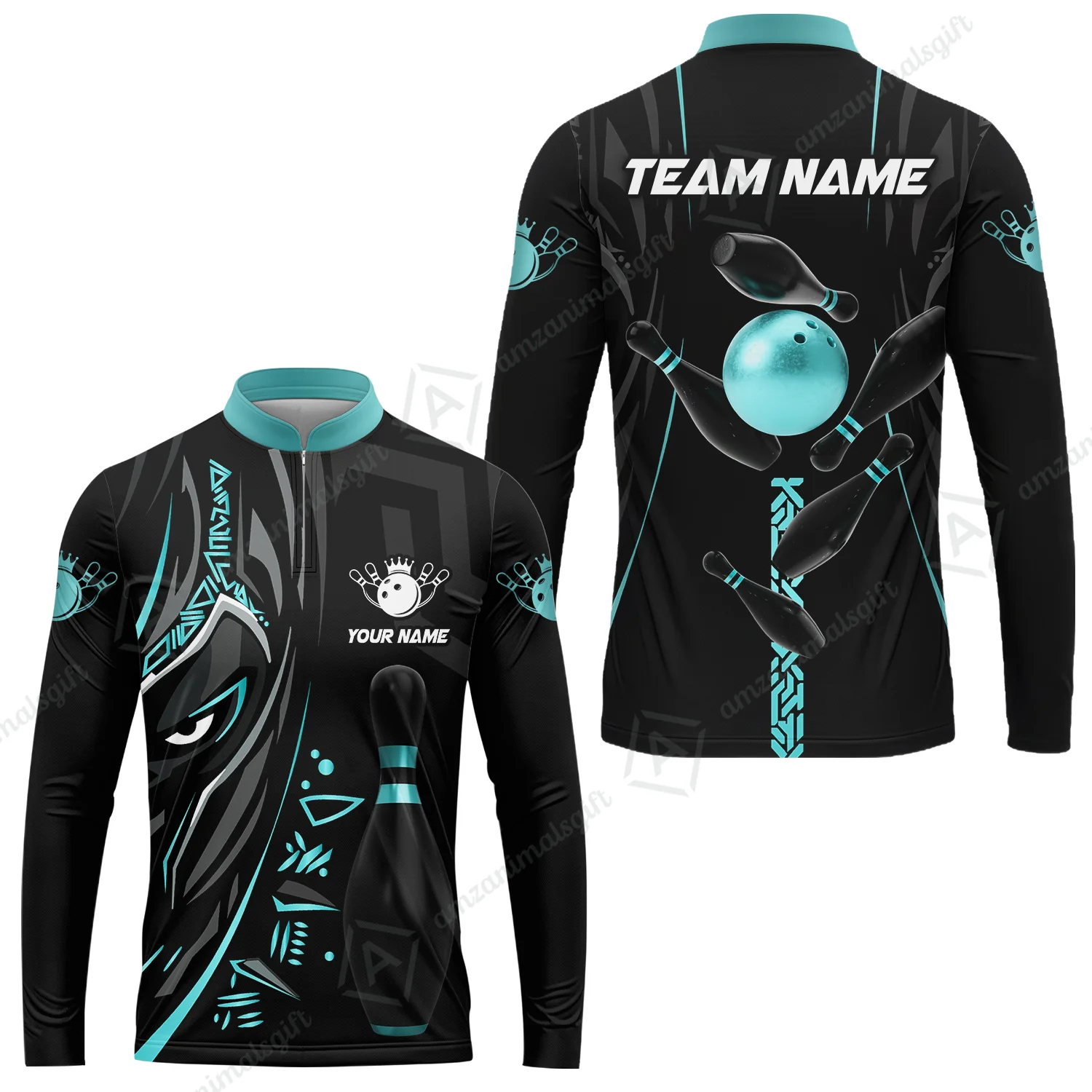 Custom Bowling Team Long Sleeve Jersey, Bowling uniforms Ball & Pins Black Panther Pro Sport Multicolor Options Personalized Name And Team Name - Image 5