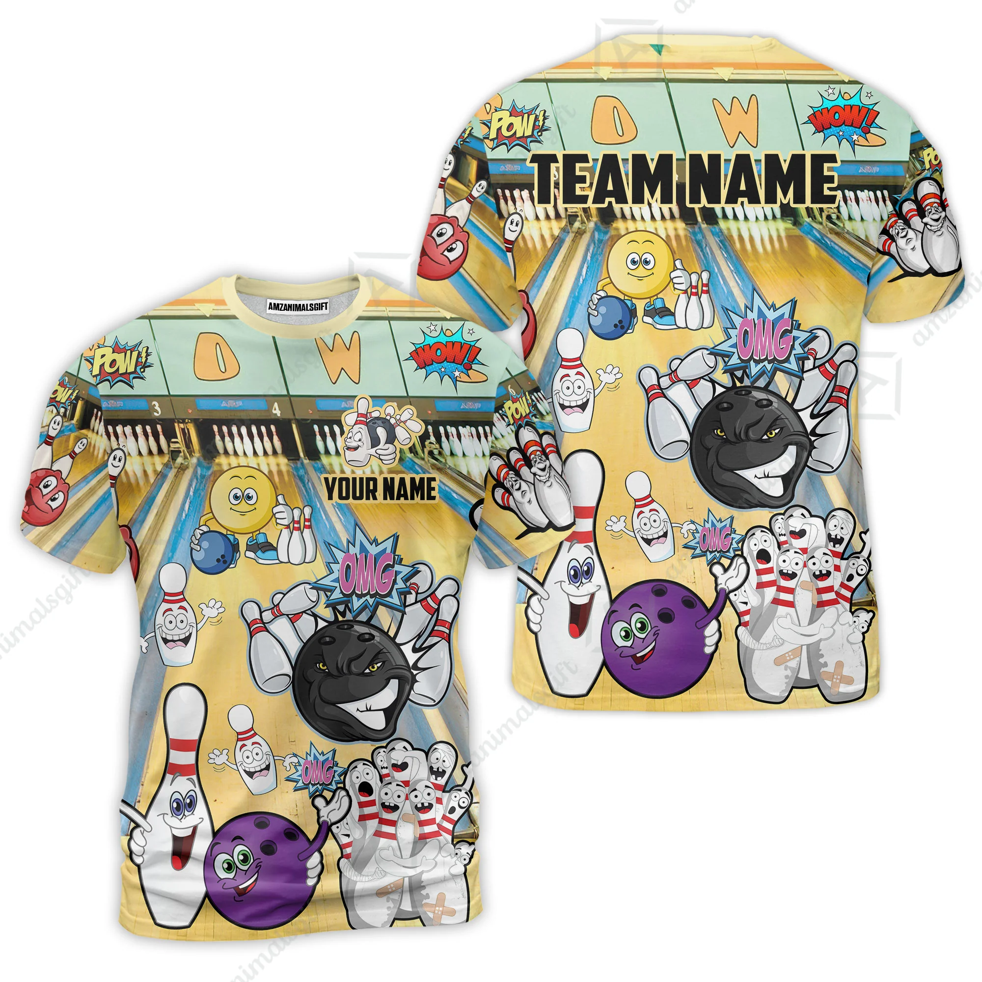 Custom Bowling Team Polo Jersey Shirts, Split Happens Bowling Zip Polo Shirts For Men and Women, Uniform Shirt For Bowlers - Image 3