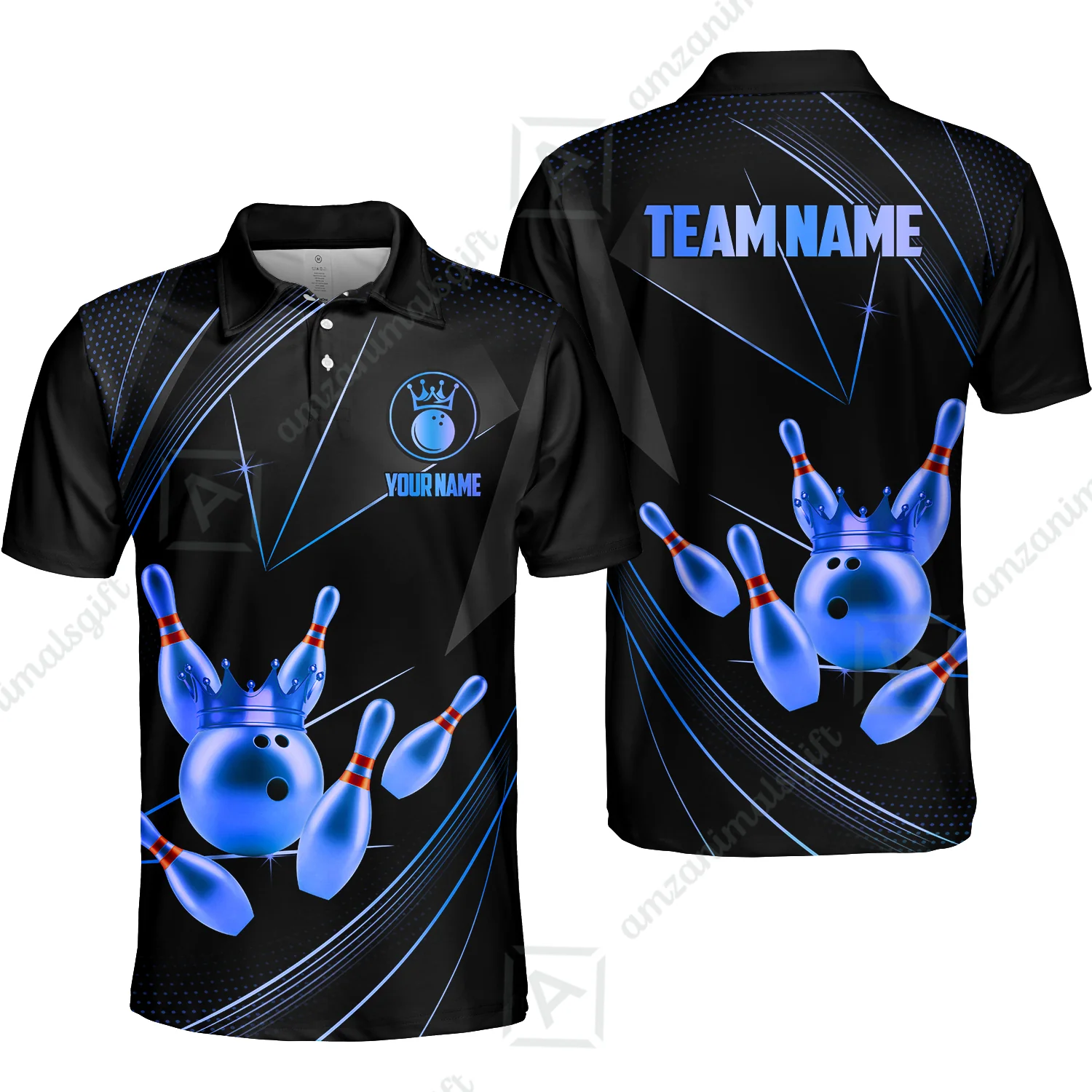 Custom bowling uniforms, Bowling Jerseys Shirts, Bowling Ball & Pins Premium Crown Customized Name And Team Name For Bowling Team Men Women - Image 39