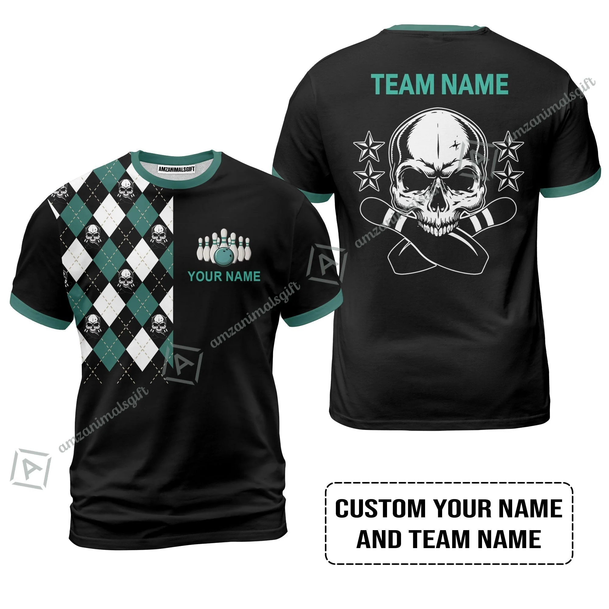 Custom Bowling Women Polo Shirt - Custom Name Skull Black Bowling Personalized Women Polo Shirt - Image 10