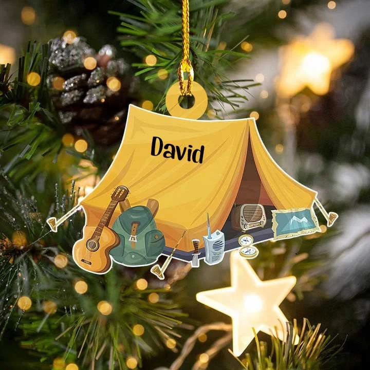Custom Camping Acrylic Christmas Ornament, Personalized Camping Backpacking Tourism Acrylic Ornament For Camping Lover,Christmas,New Year - Image 3