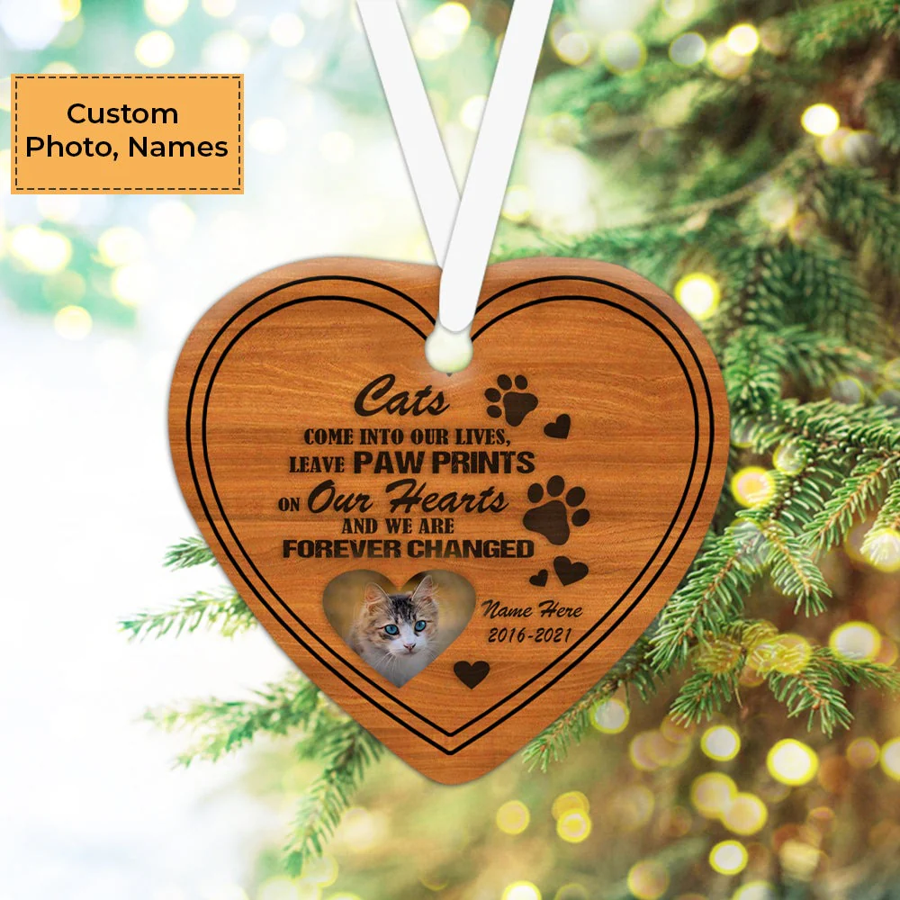 Custom Cat Photo Ceramic Ornament, Custom Pet Photo Ornament,  Cats Come Into Our Lives - Christmas Ornament Gift For Cat Lovers, Pet Lovers - Image 3