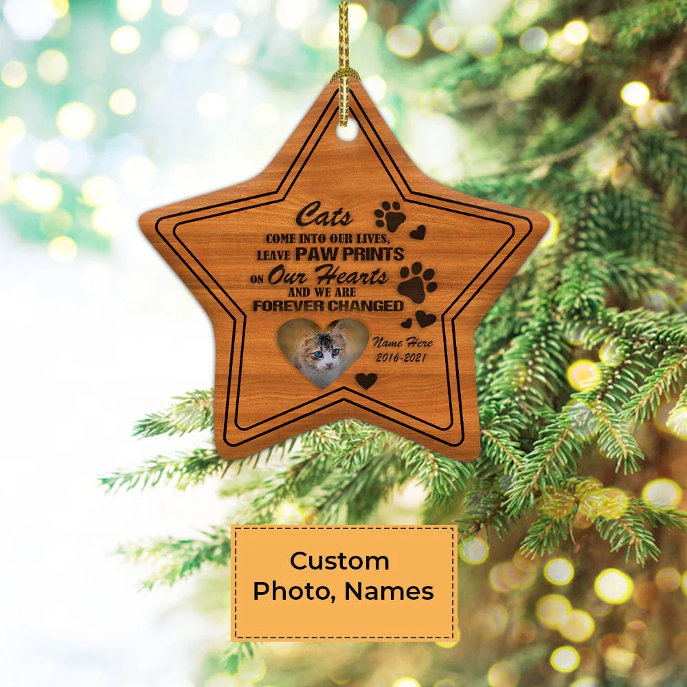 Custom Cat Photo Ceramic Ornament, Custom Pet Photo Ornament,  Cats Come Into Our Lives - Christmas Ornament Gift For Cat Lovers, Pet Lovers - Image 4