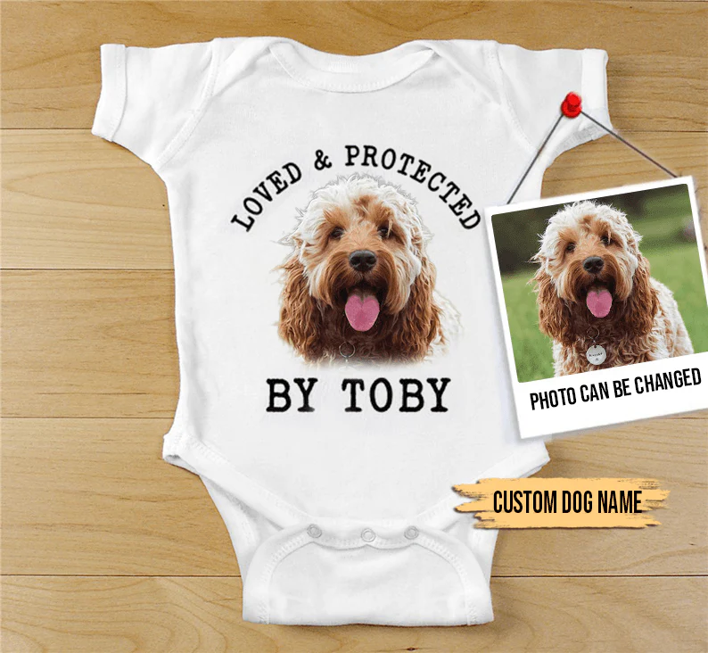 Custom Cockapoo Baby Onesies, Loved & Protected By Custom Dog Baby Onesies, Personalized Onesies, Newborn Onesies - Perfect Gift For Baby, Baby Gift Onesie