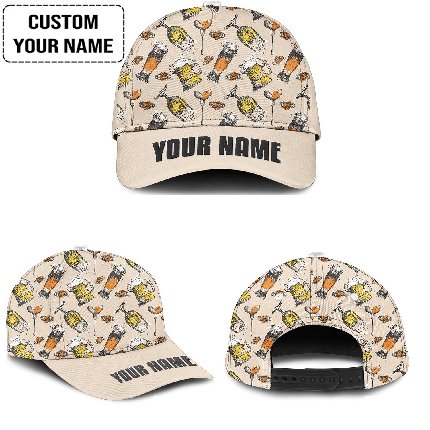 Custom Cream Black Beer Pattern Design Oktoberfest Beer Festival Performance Hawaiian Shirt - Image 6