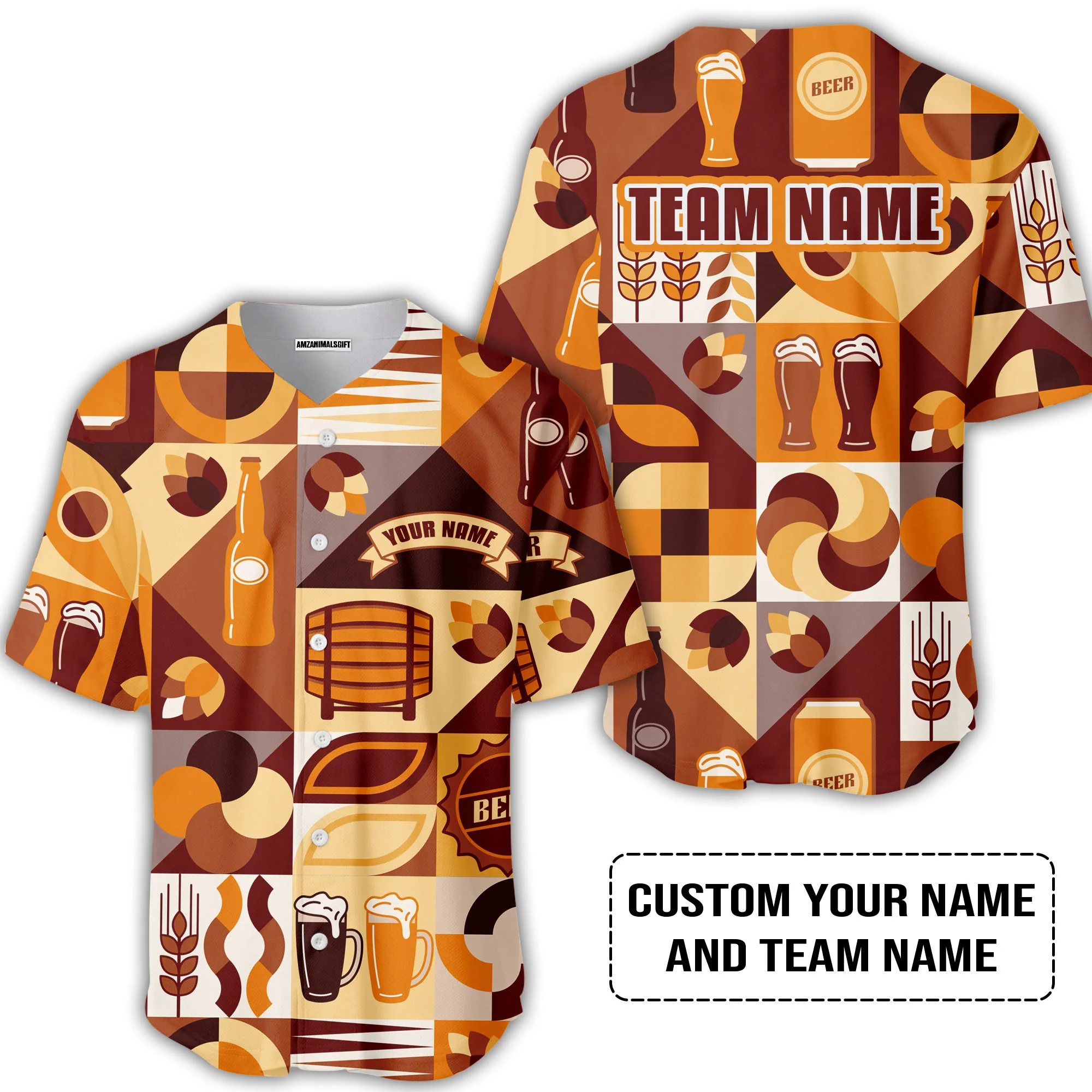 Custom Cream Brown Beer Pattern Design Oktoberfest Beer Festival Performance Polo Shirt - Image 5